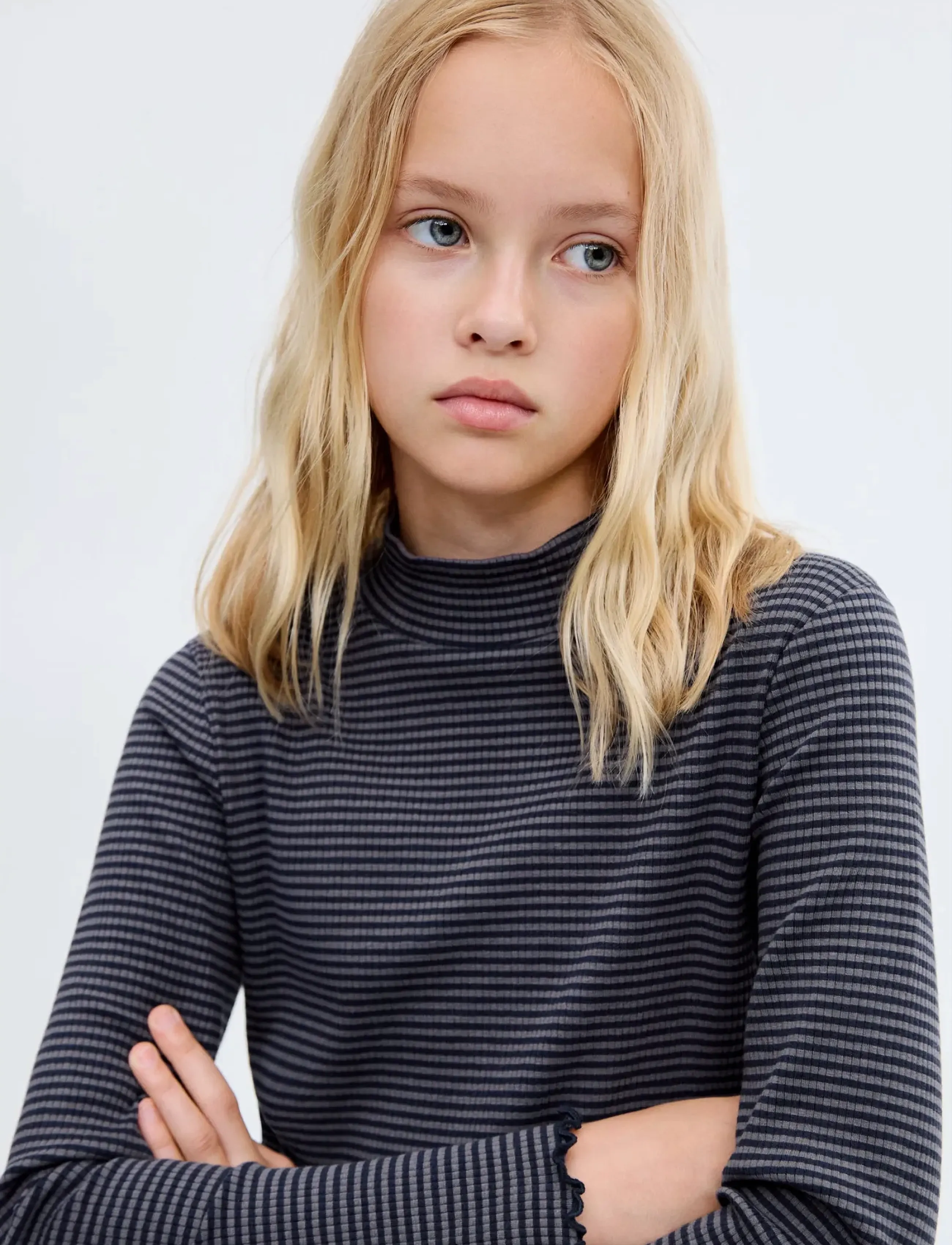 Mango Scalloped hem striped t-shirt - Mango - NAVY / navy