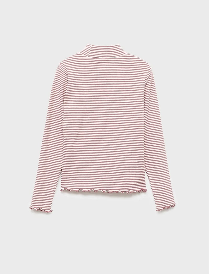 Mango - Scalloped hem striped t-shirt - langærmede t-shirts - pink - 3