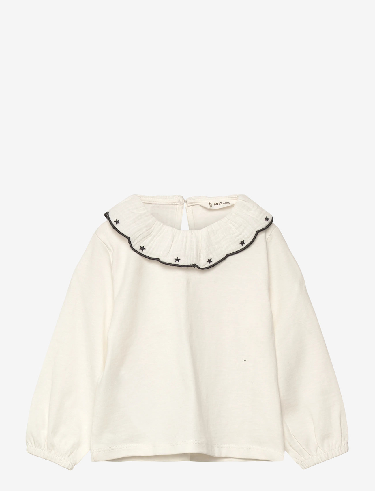 Mango - Cotton t-shirt with embroidered stars - blusen & tuniken - natural white - 0