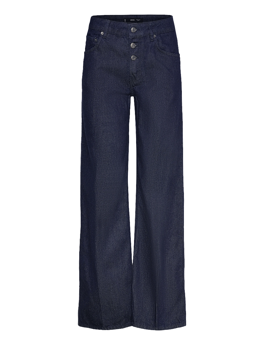 Mango - Low-rise straight-leg jeans with buttons - straight jeans - open blue - 1