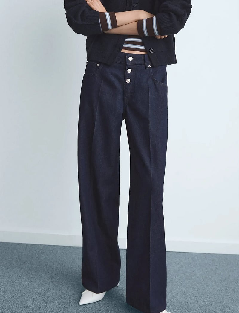 Mango - Low-rise straight-leg jeans with buttons - straight jeans - open blue - 0