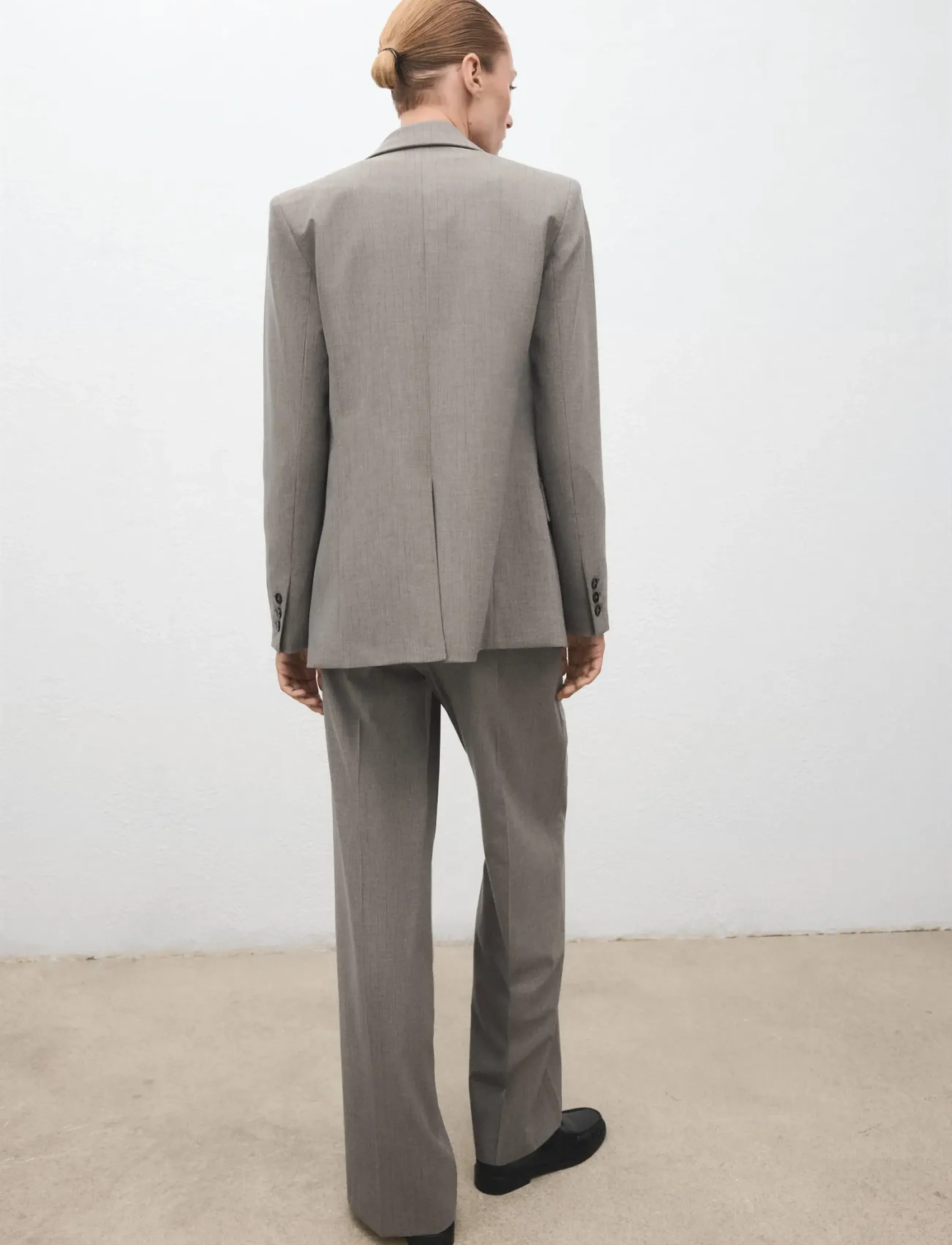 Mango - Straight wool-blend suit trousers - wijde broeken - grey - 3