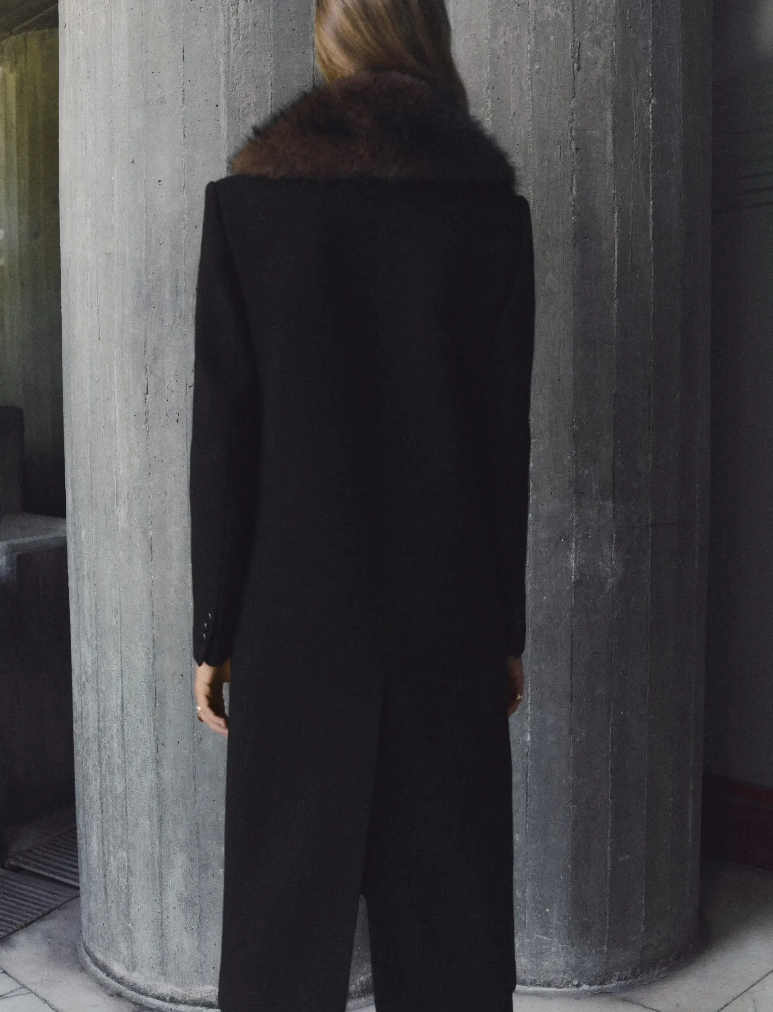 Mango - Wool coat with fur collar - ytterkläder - black - 2