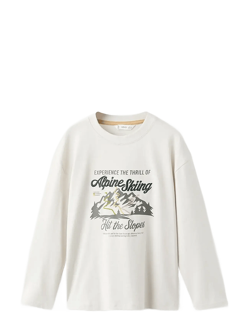 Mango - Embroidered printed T-shirt - langærmede t-shirts - natural white - 1