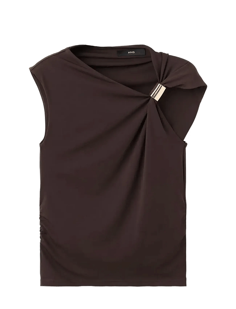 Mango - Top with asymmetrical neckline and metallic detail - tanktops - brown - 1