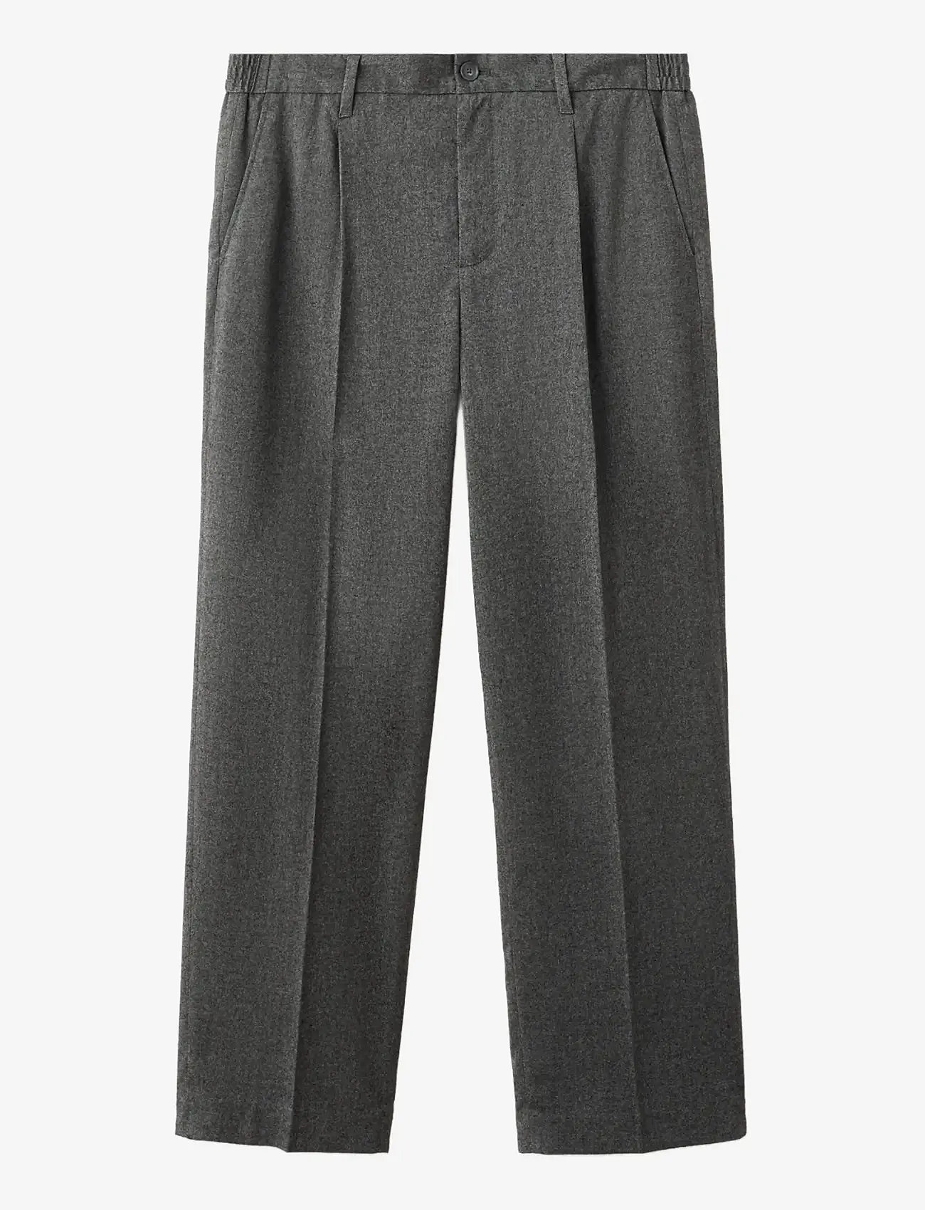 Mango - Regular-fit pleated flannel trousers - chinos - dark grey - 1