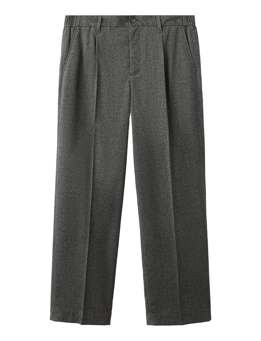 Mango - Regular-fit pleated flannel trousers - casual byxor - dark grey - 1
