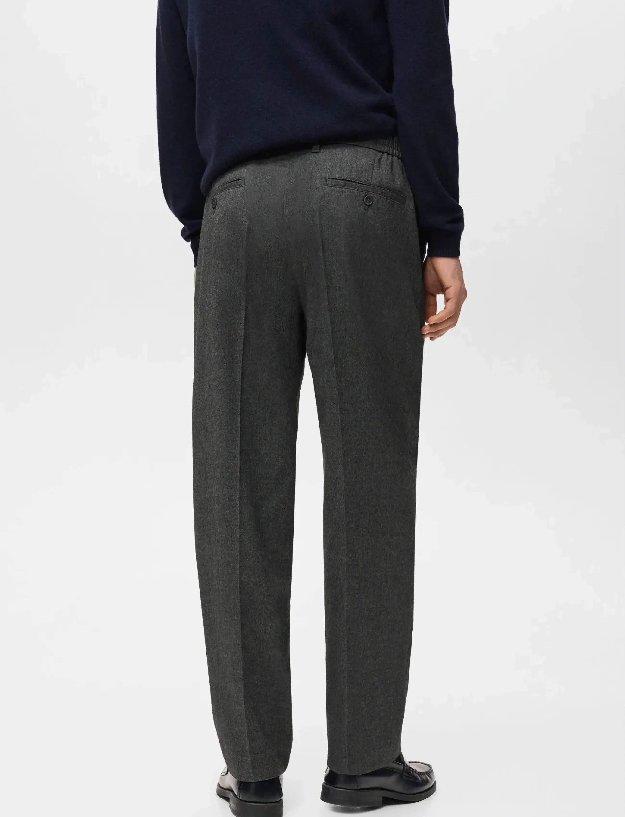 Mango - Regular-fit pleated flannel trousers - chinos - dark grey - 2