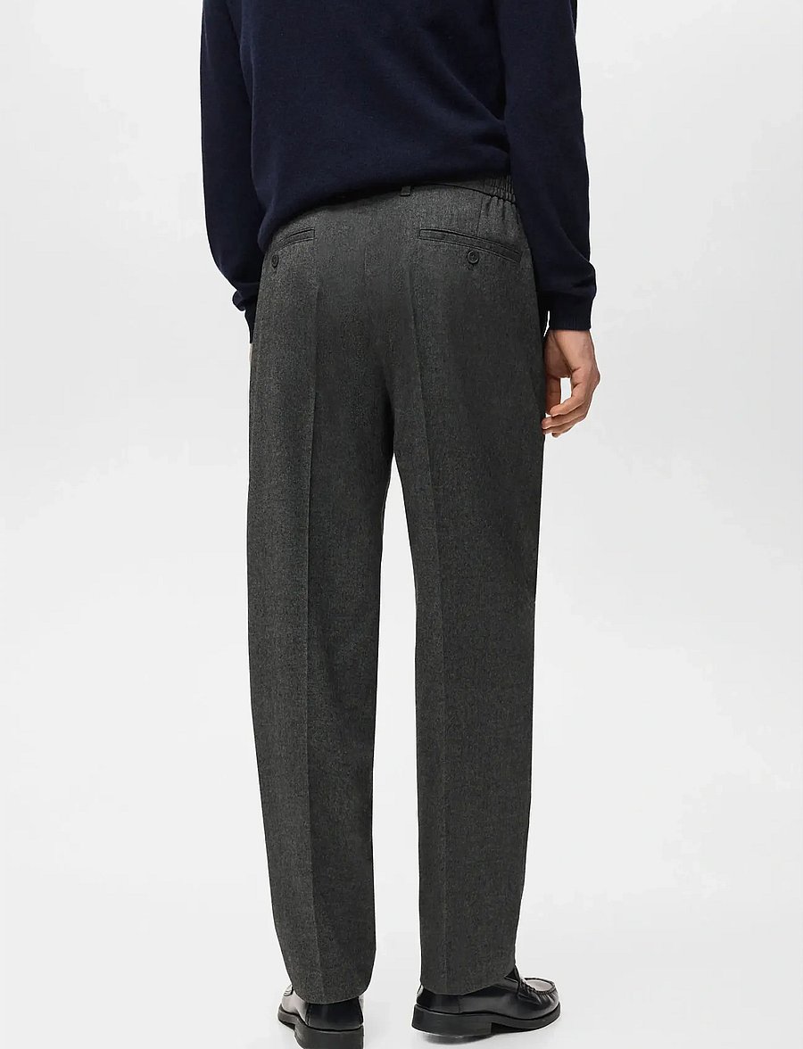 Mango - Regular-fit pleated flannel trousers - casual byxor - dark grey - 2