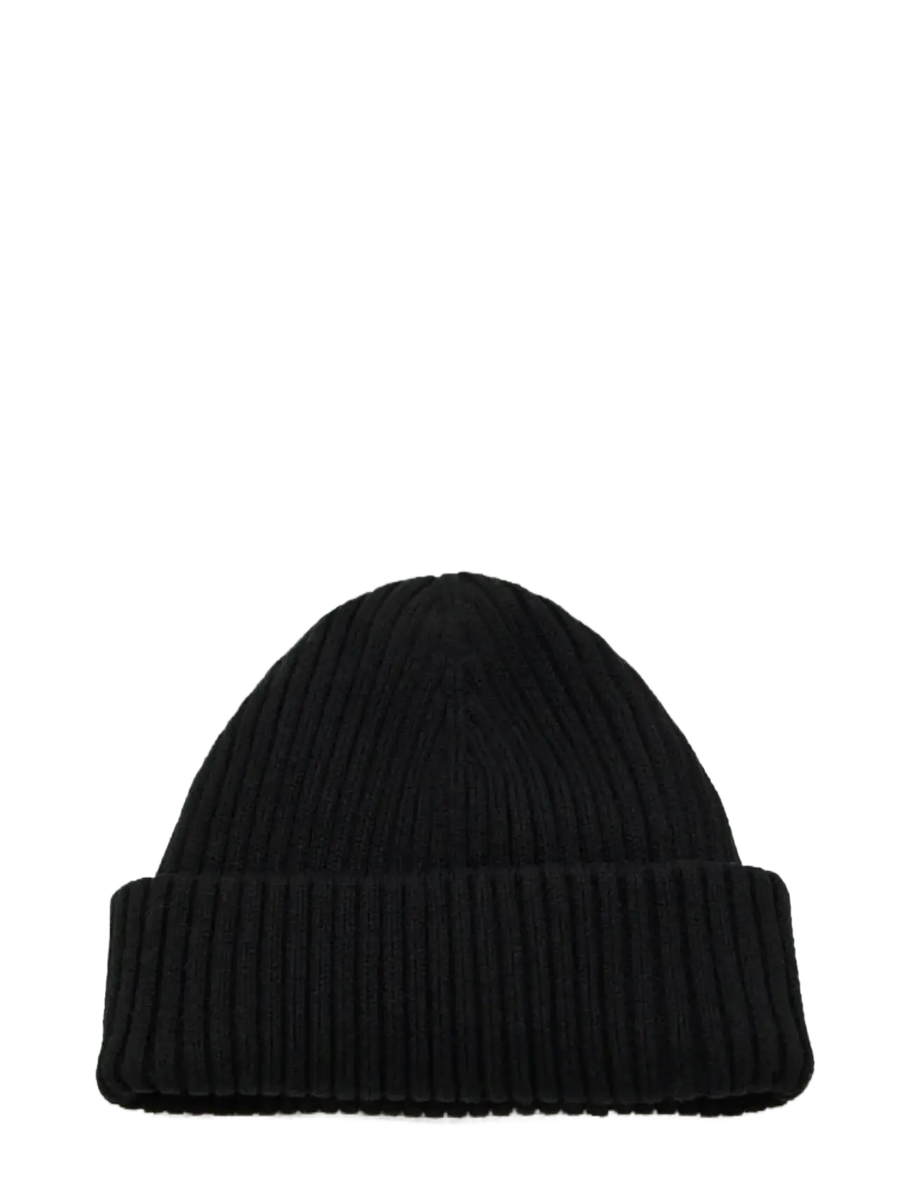 Rib-knit cotton hat - BLACK