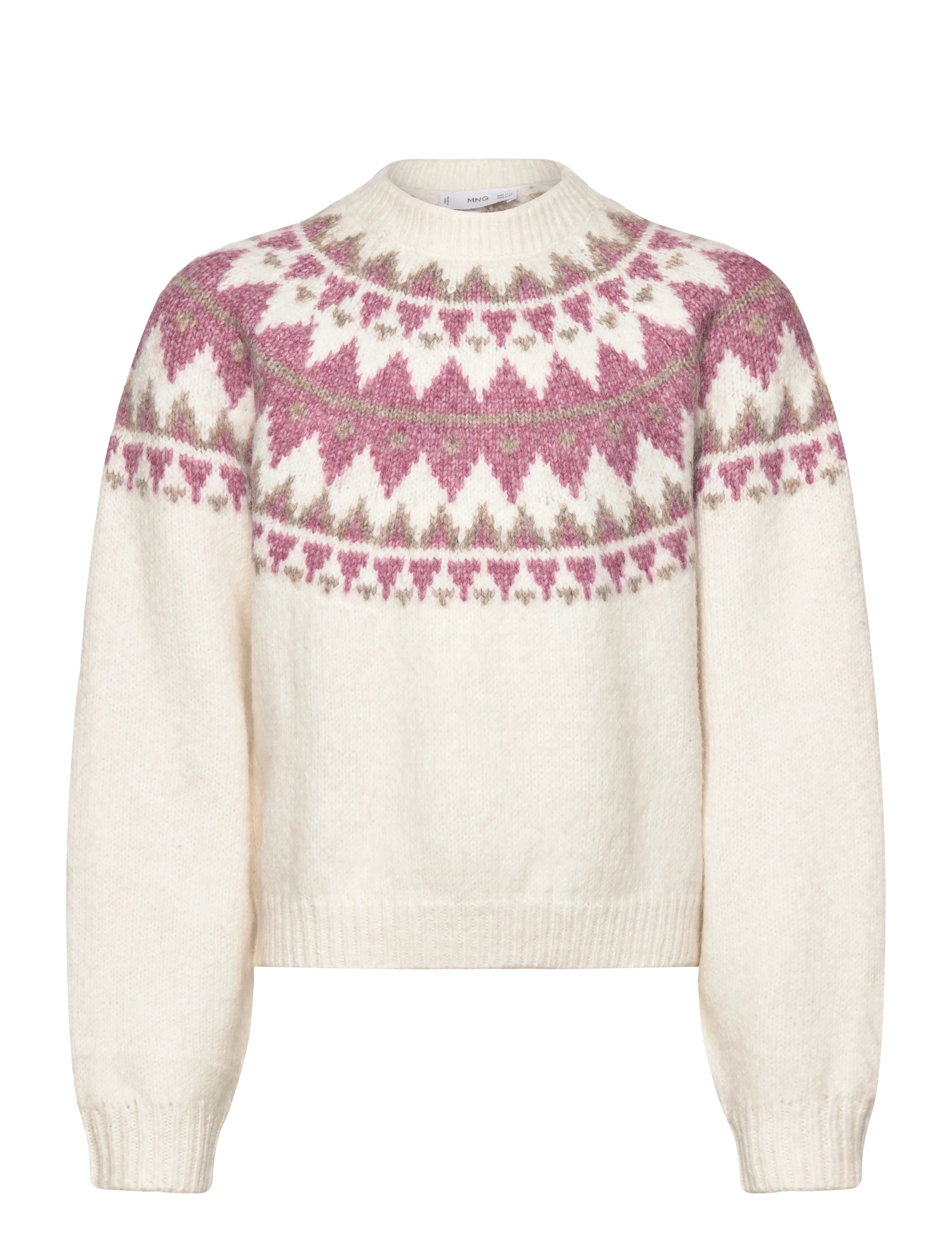 Mango Jacquard Knitted Sweater, 5-6, Knitwear, Weiß - Pullovers, Kinder