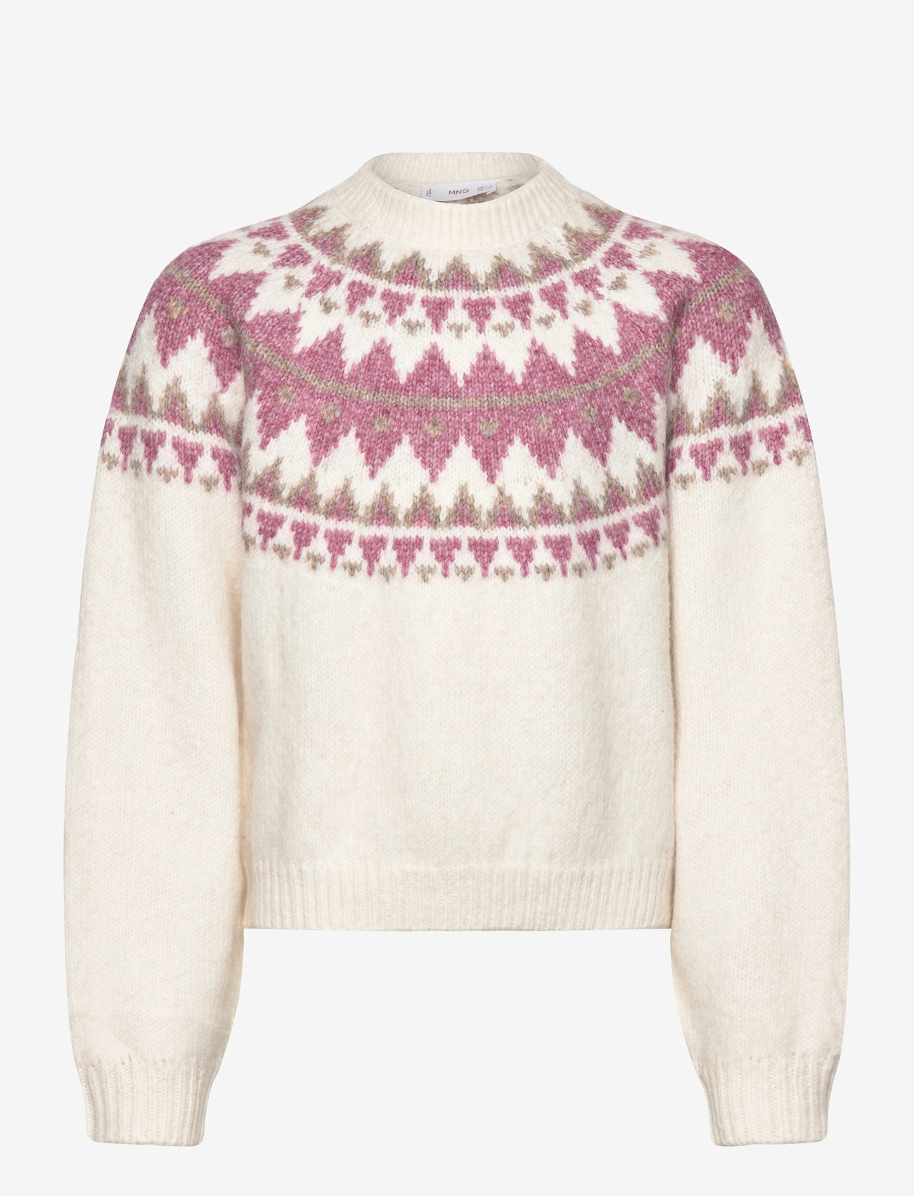Mango - Jacquard knitted sweater - efterårstøj - light beige - 0