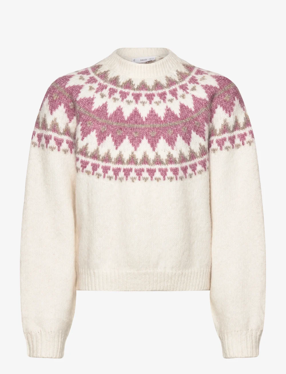 Mango - Jacquard knitted sweater - stickade tröjor - light beige - 0