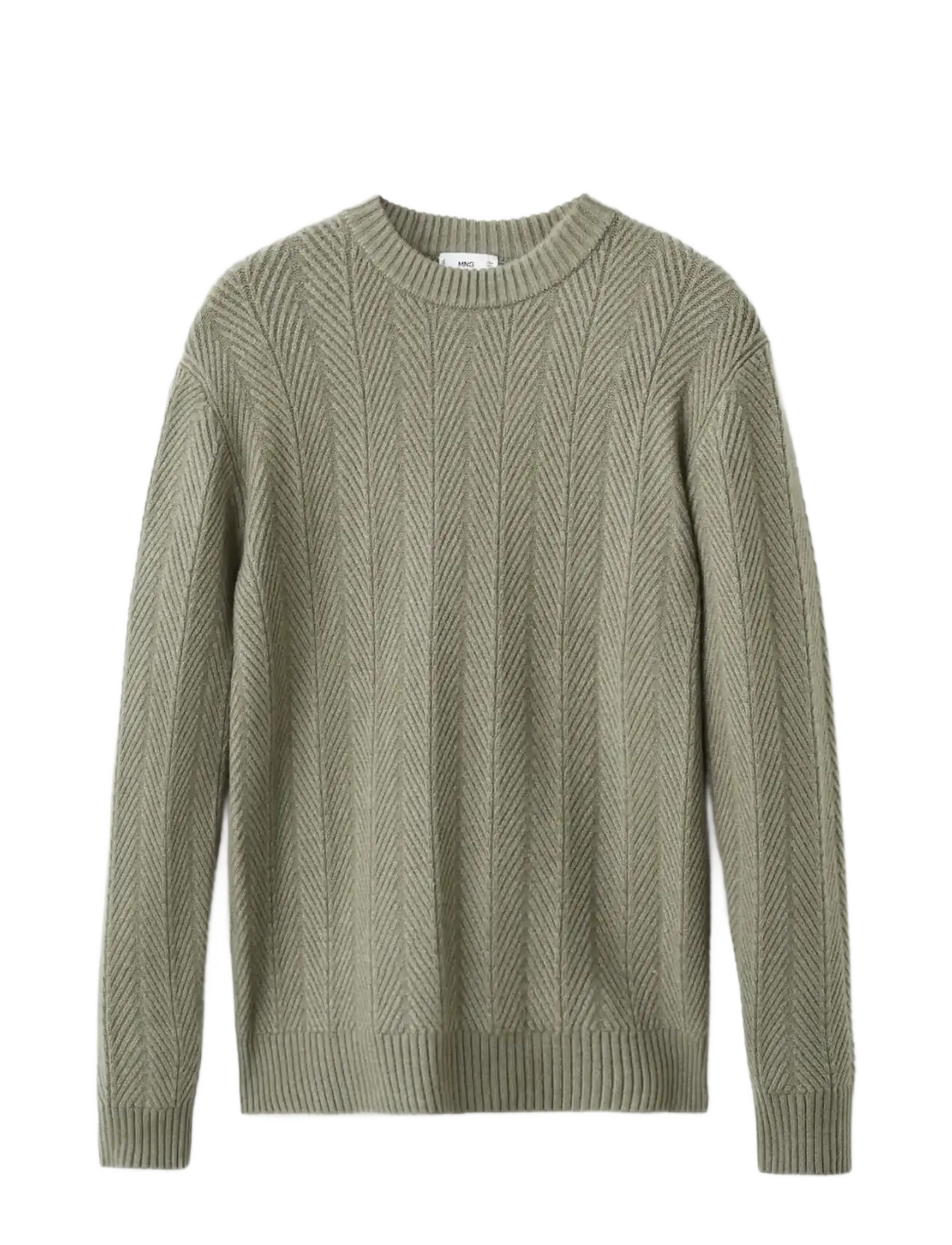 MANGO Herringbone Structured Pullover Khaki - S - Herren