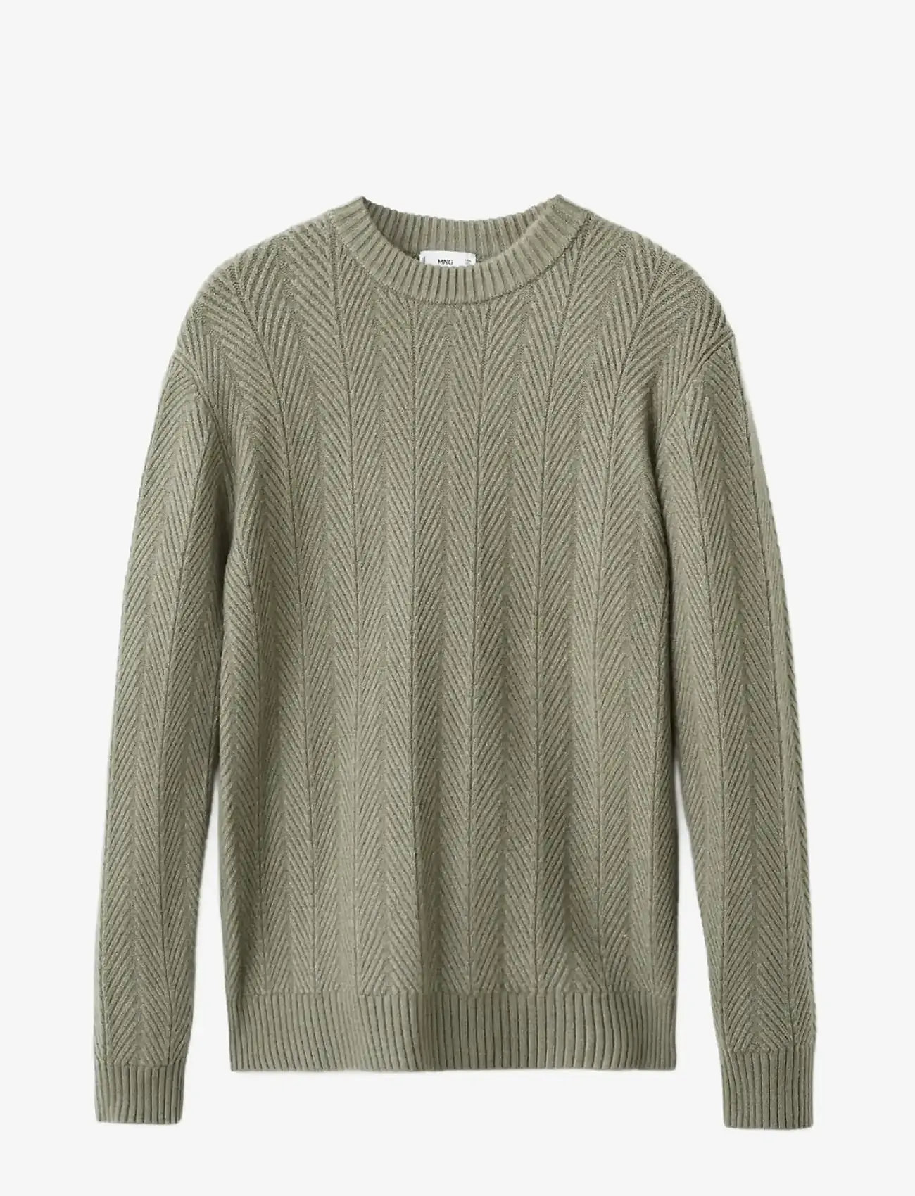 Mango - Herringbone structured sweater - rundhalsad - green - 1