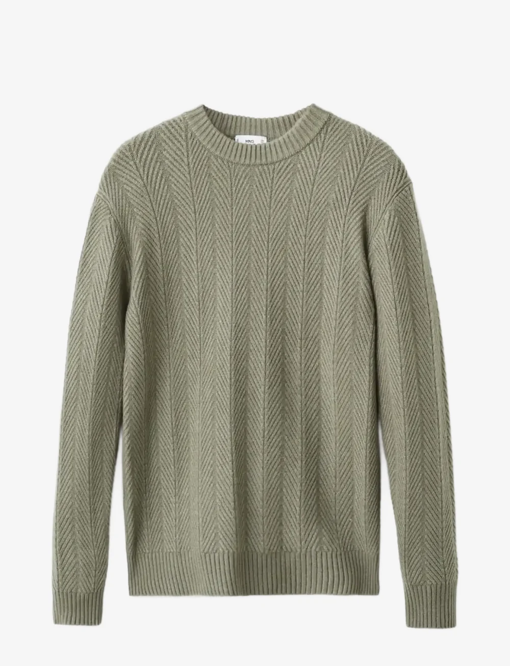 Mango - Herringbone structured sweater - rund hals - green - 1