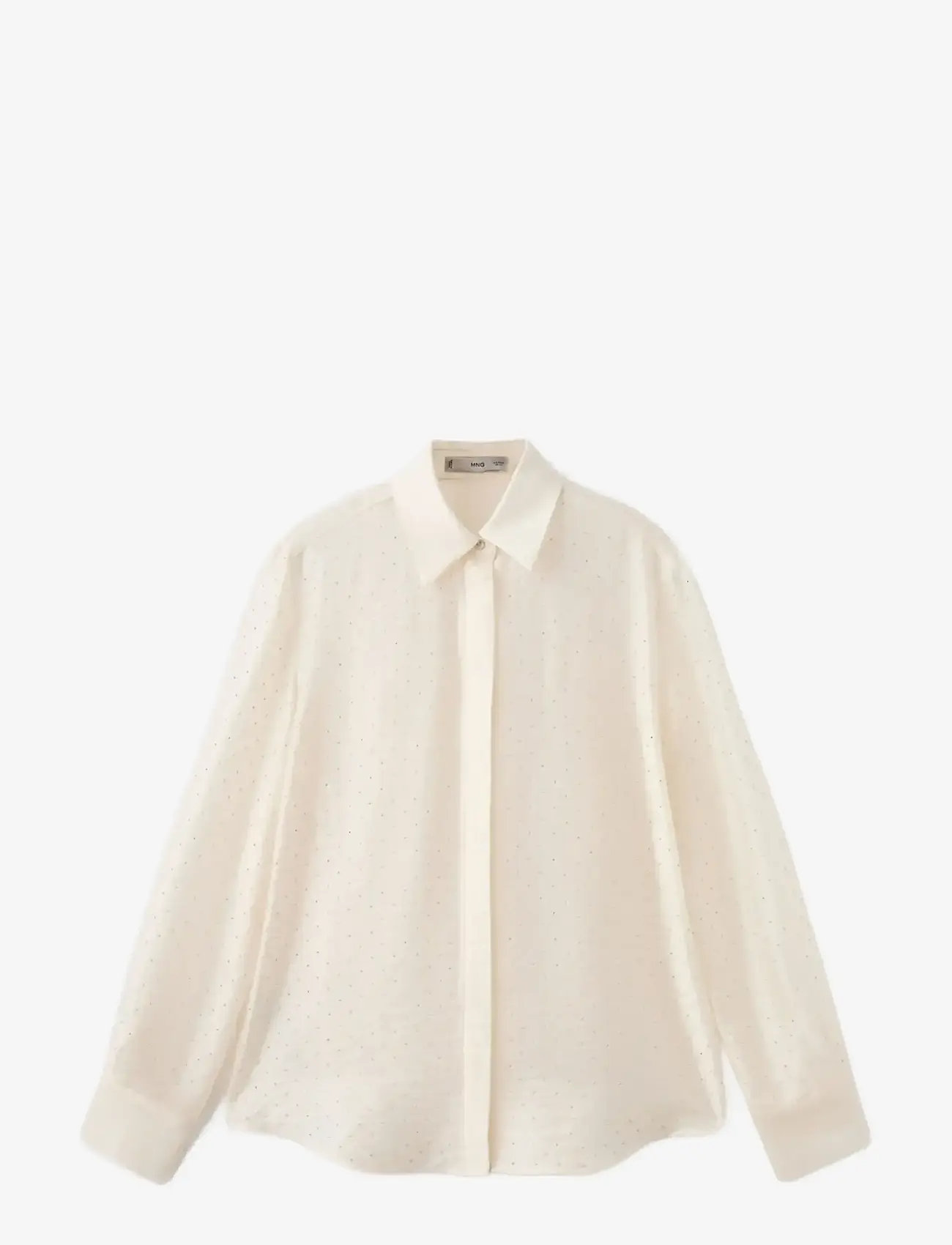 Mango - Satin shirt with rhinestones - langärmlige hemden - light beige - 1