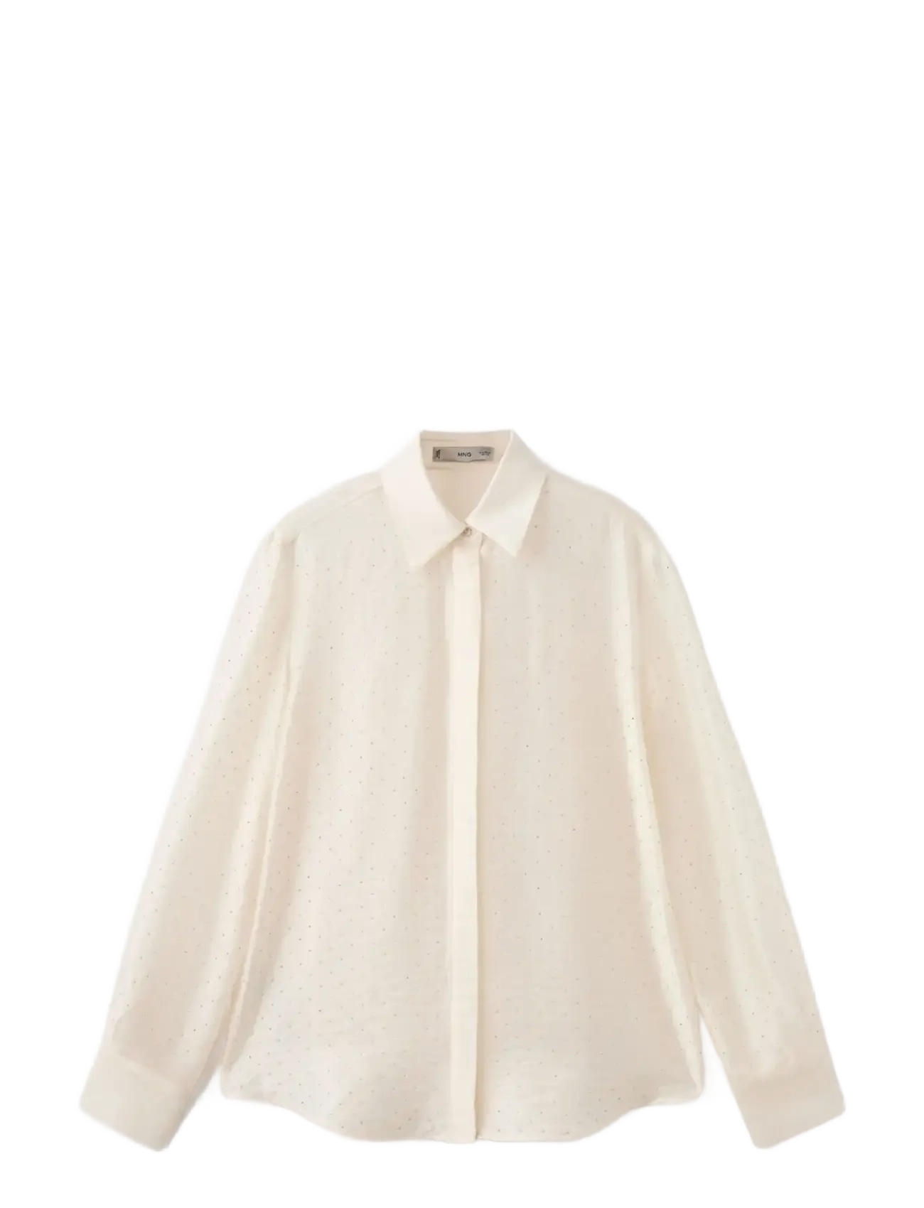Mango Satin shirt with rhinestones - Bluser - LIGHT BEIGE / cream