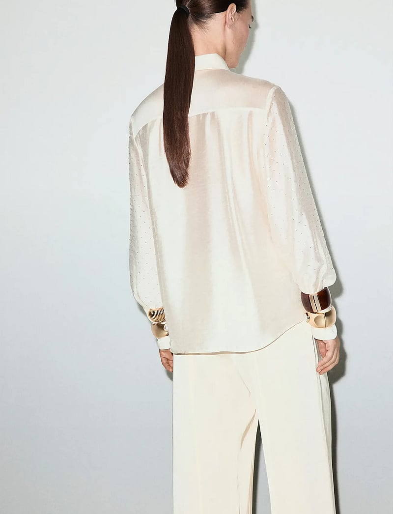 Mango - Satin shirt with rhinestones - langärmlige hemden - light beige - 2