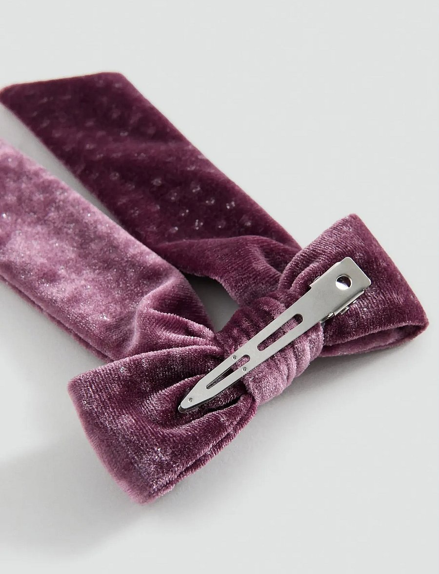 Mango - Velvet bow hairclip - hårspännen - pink - 0