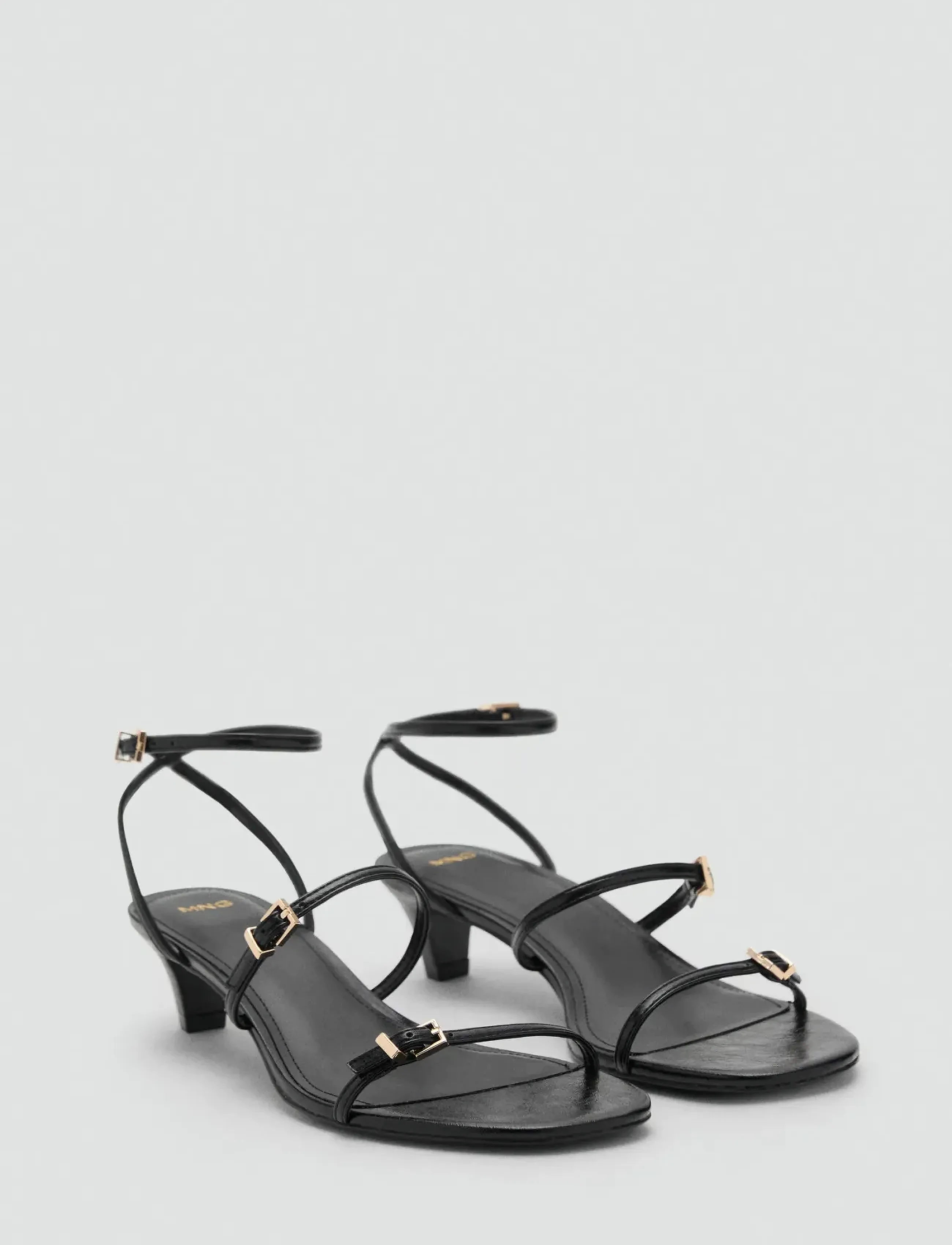 Mango Kitten-Heel Sandals With Buckle, Kvinder, Kitten Heel Sandaler, Sort, Str: 37