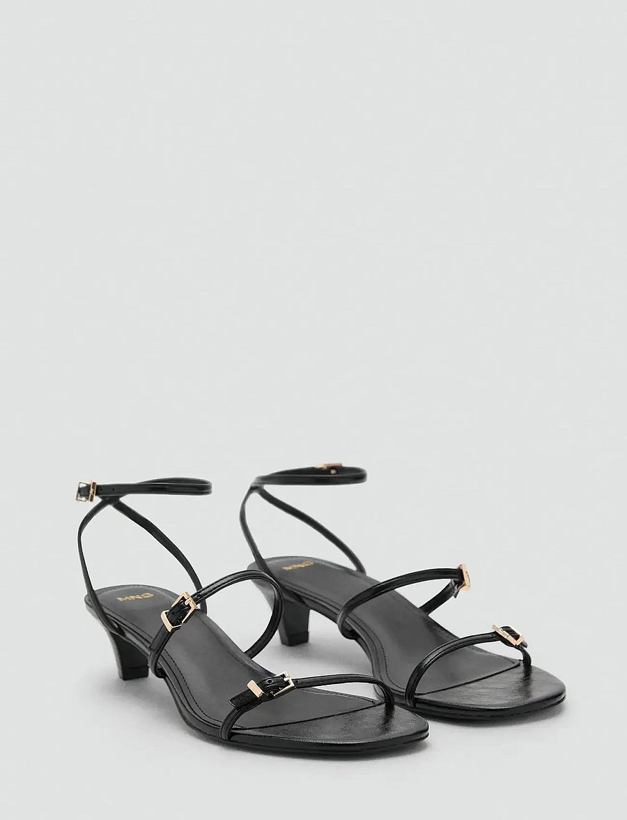Mango - Kitten-heel sandals with buckle - sandaler med hæl - black - 0