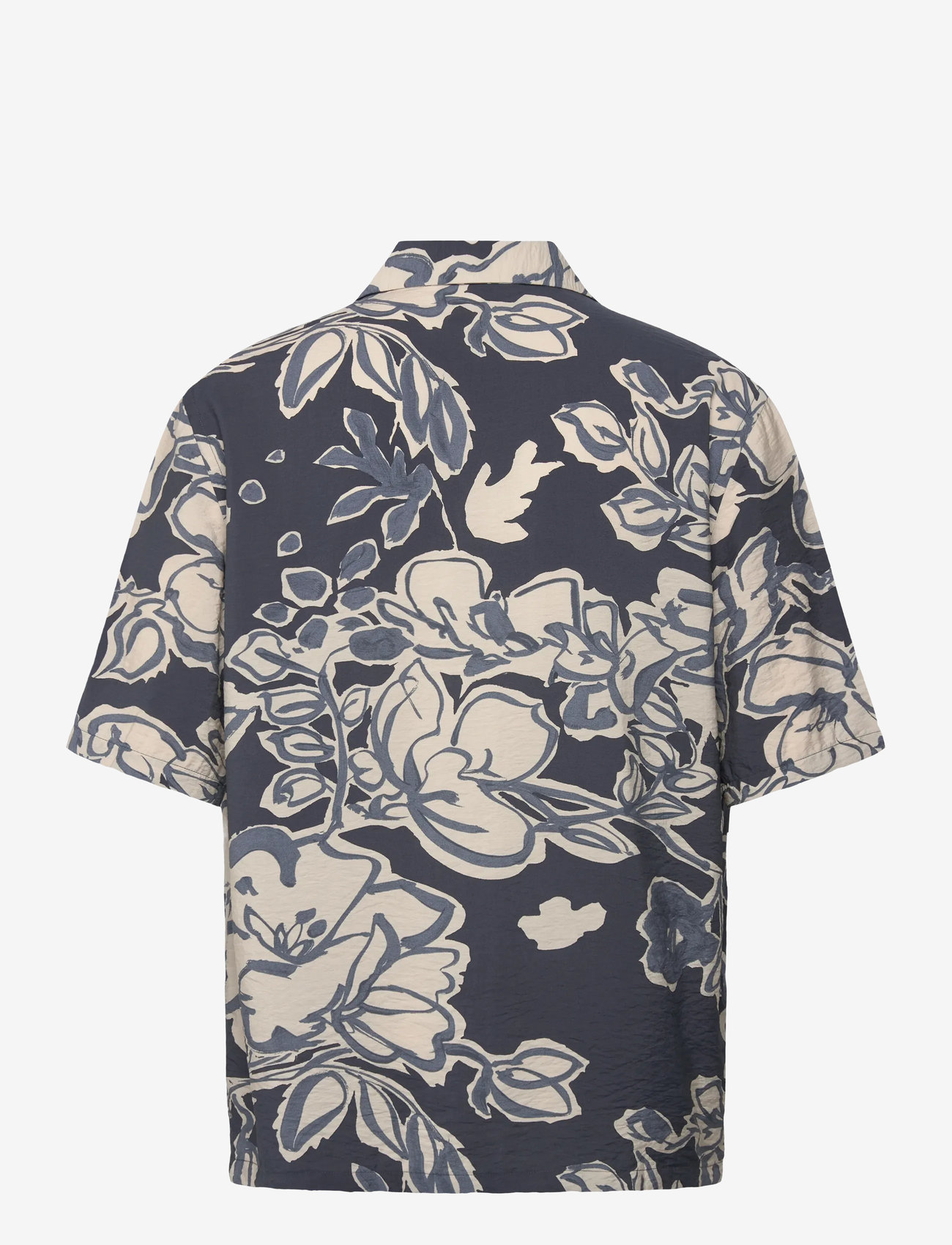 Mango - Creased-effect floral shirt - mønstrede skjorter - navy - 2