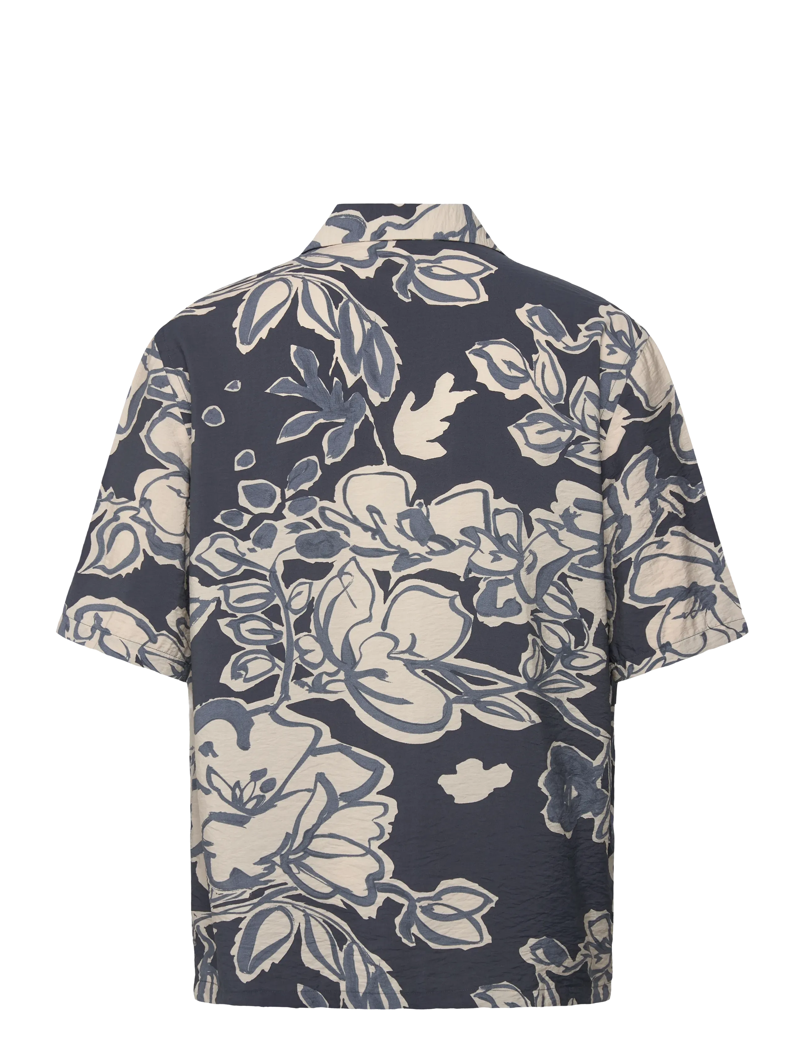 Mango - Creased-effect floral shirt - kortærmede skjorter - navy - 2