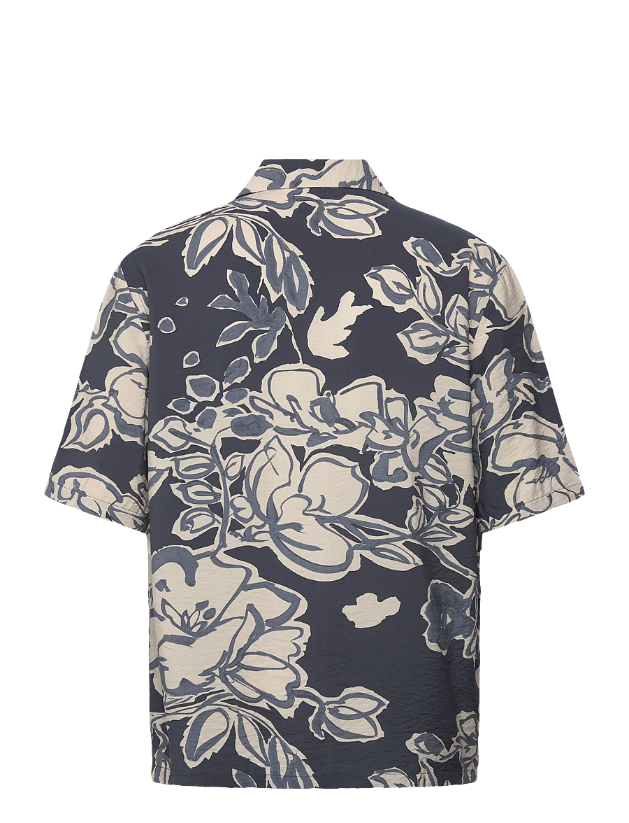 Mango - Creased-effect floral shirt - mönstrade skjortor - navy - 2