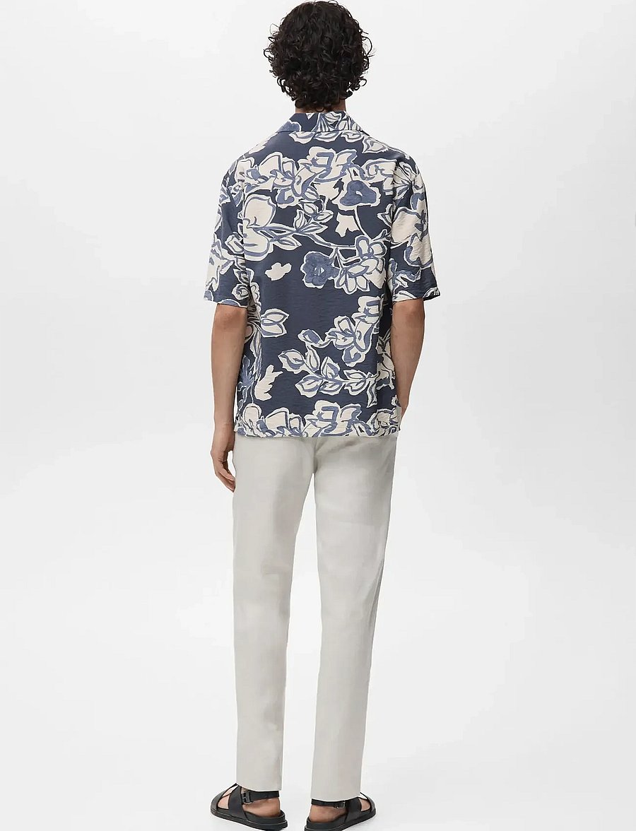 Mango - Creased-effect floral shirt - mönstrade skjortor - navy - 3