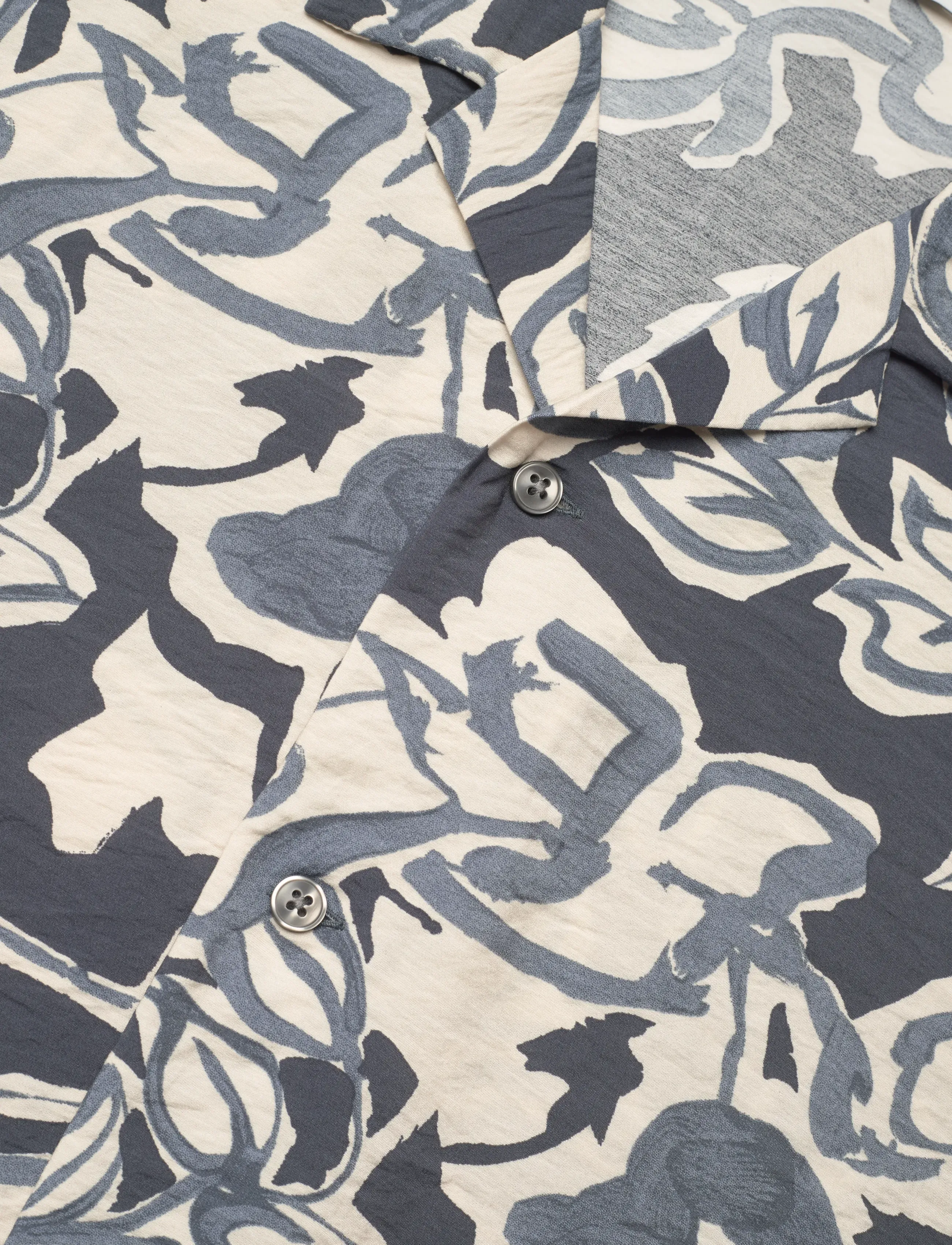 Mango - Creased-effect floral shirt - kortærmede skjorter - navy - 5