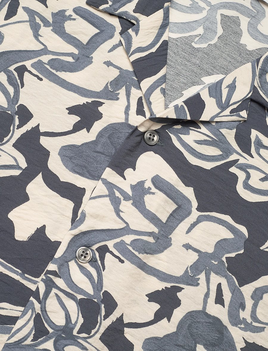 Mango - Creased-effect floral shirt - mönstrade skjortor - navy - 5