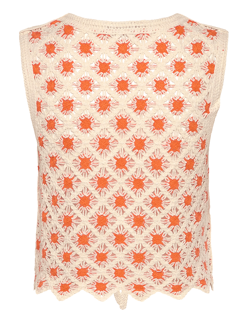 Mango - Crochet top with ties - orange - 2