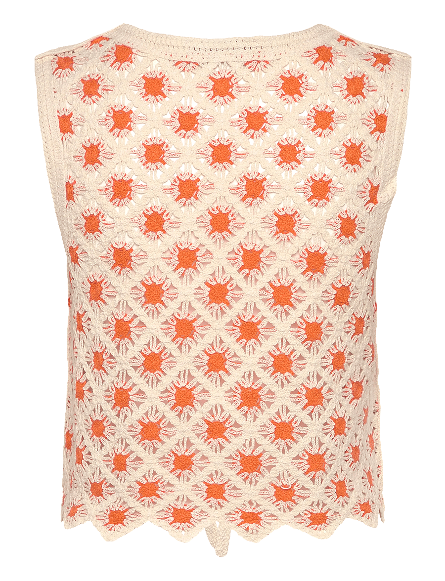 Mango - Crochet top with ties - orange - 2