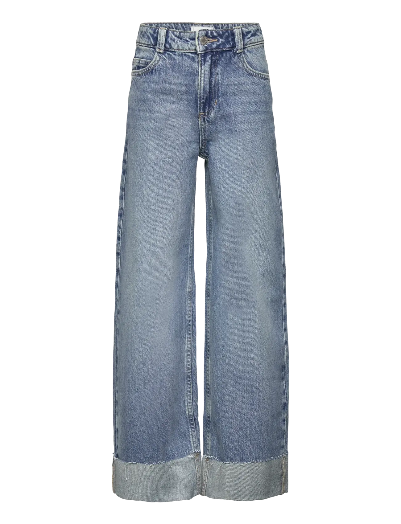 Mango Wide leg jeans with turned-up hem - Vida jeans - OPEN BLUE / blue