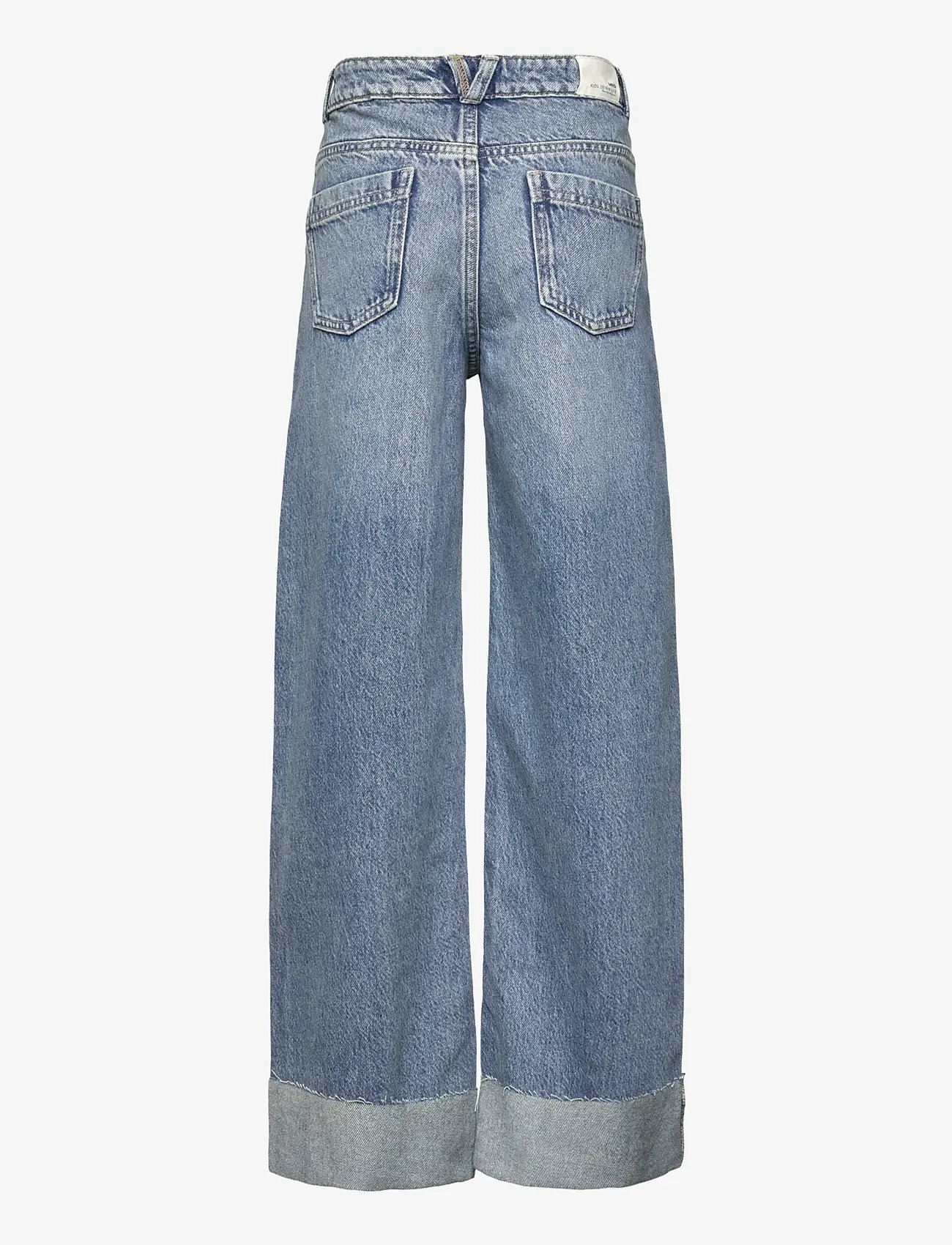 Mango - Wide leg jeans with turned-up hem - brede jeans - open blue - 1