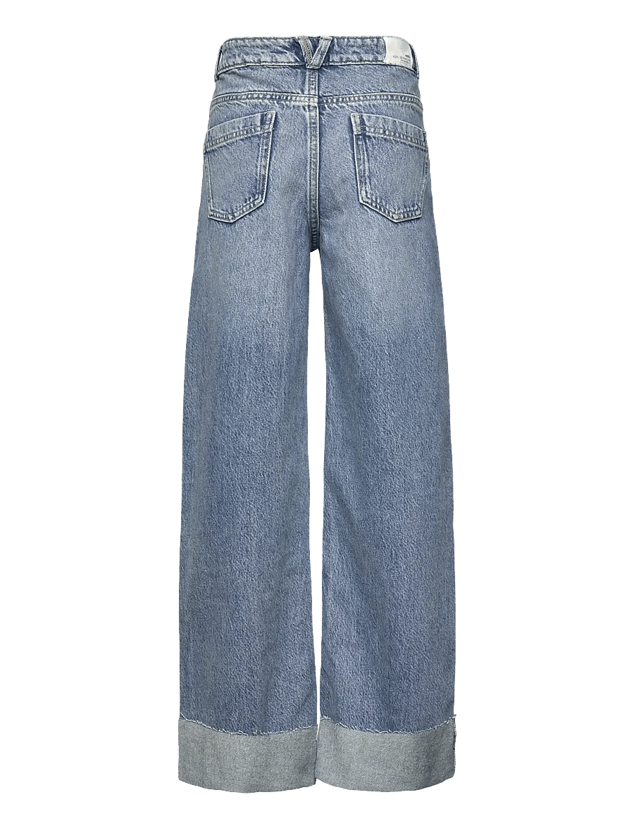 Mango - Wide leg jeans with turned-up hem - brede jeans - open blue - 1