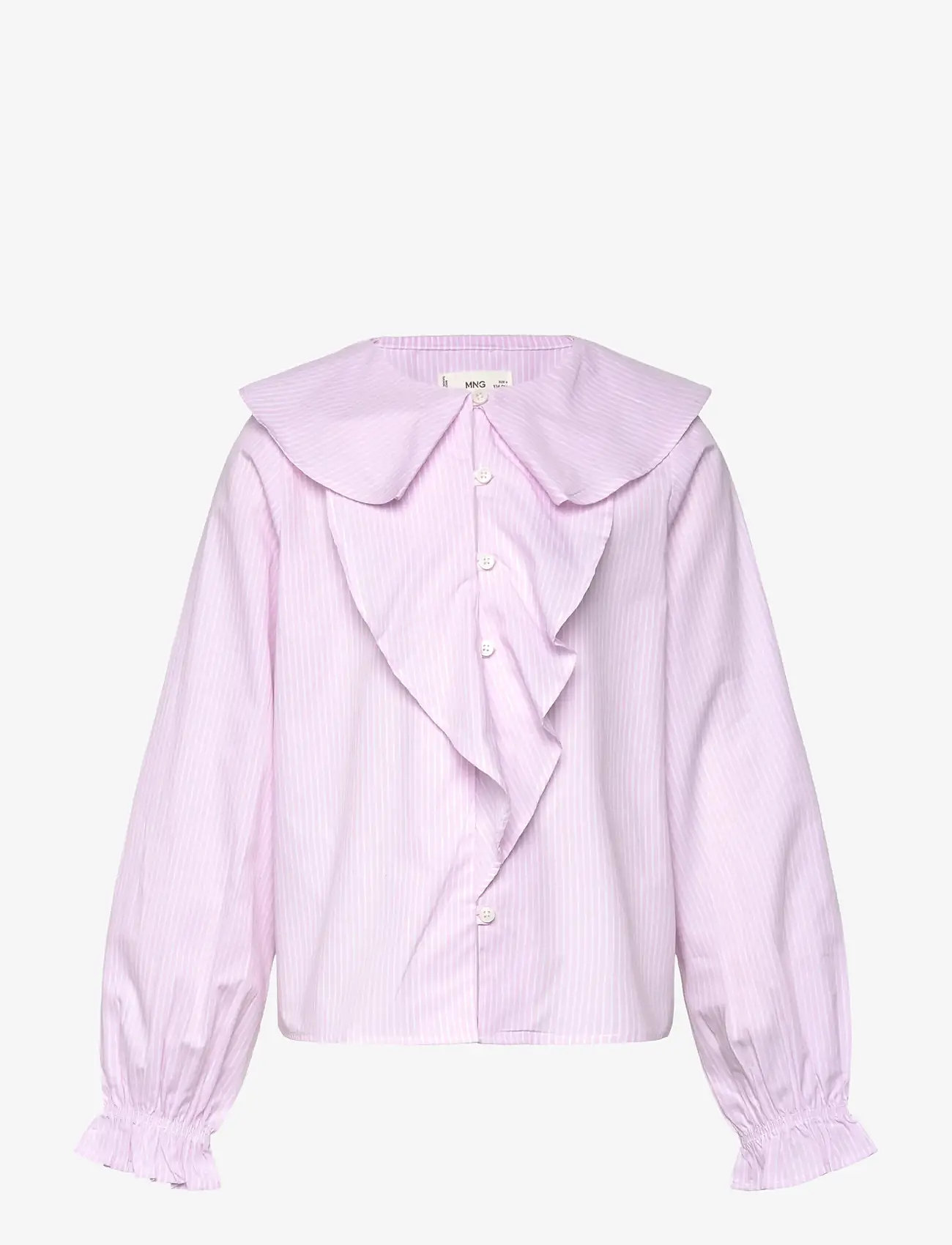 Mango - Shirt with ruffle detail - langärmlige hemden - pink - 0