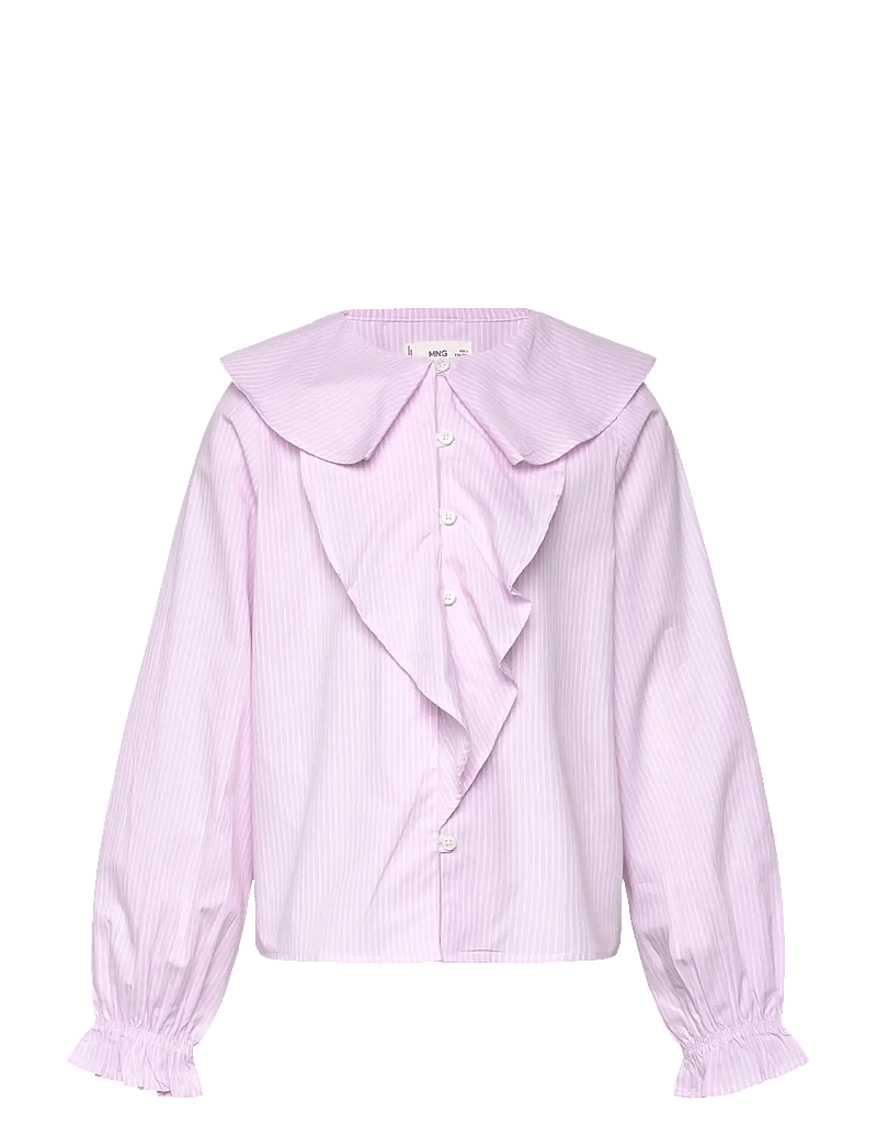 Mango - Shirt with ruffle detail - langärmlige hemden - pink - 0