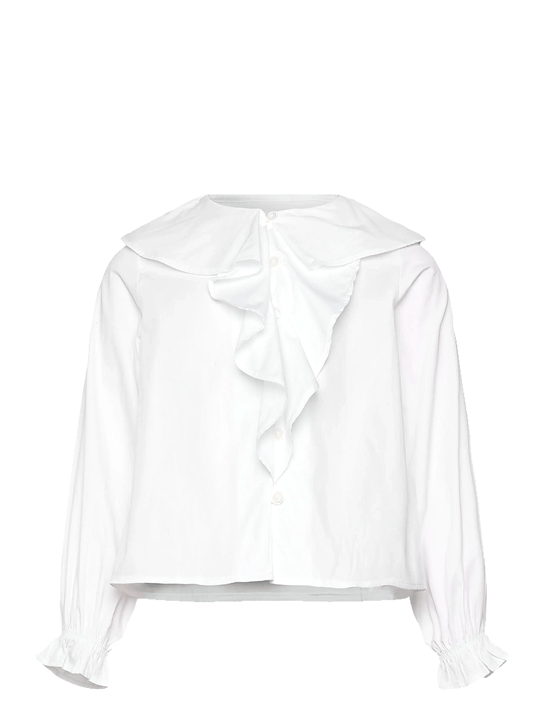 Mango - Shirt with ruffle detail - langärmlige hemden - white - 1