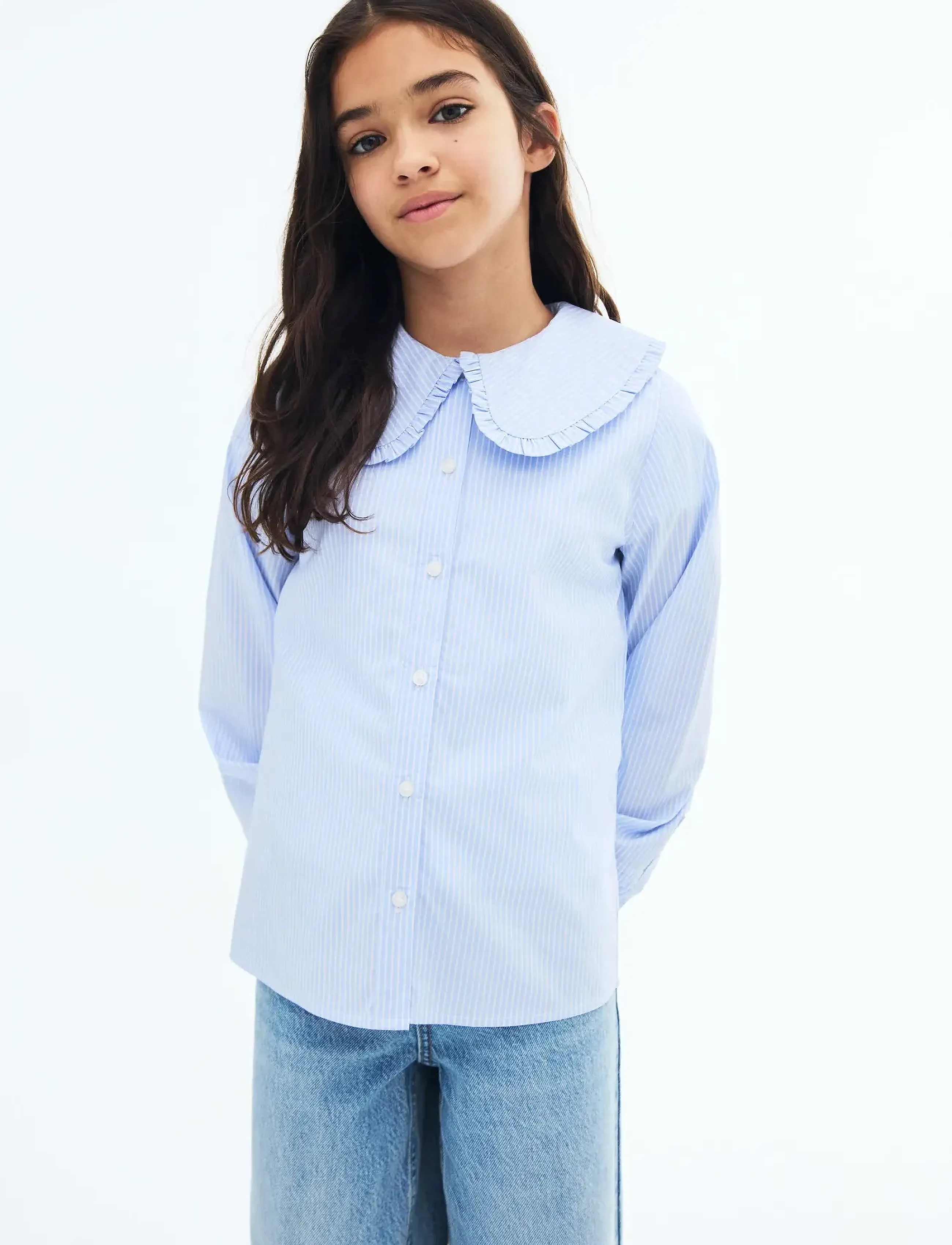 Mango Double baby-collar shirt - Mango - MEDIUM BLUE / blue