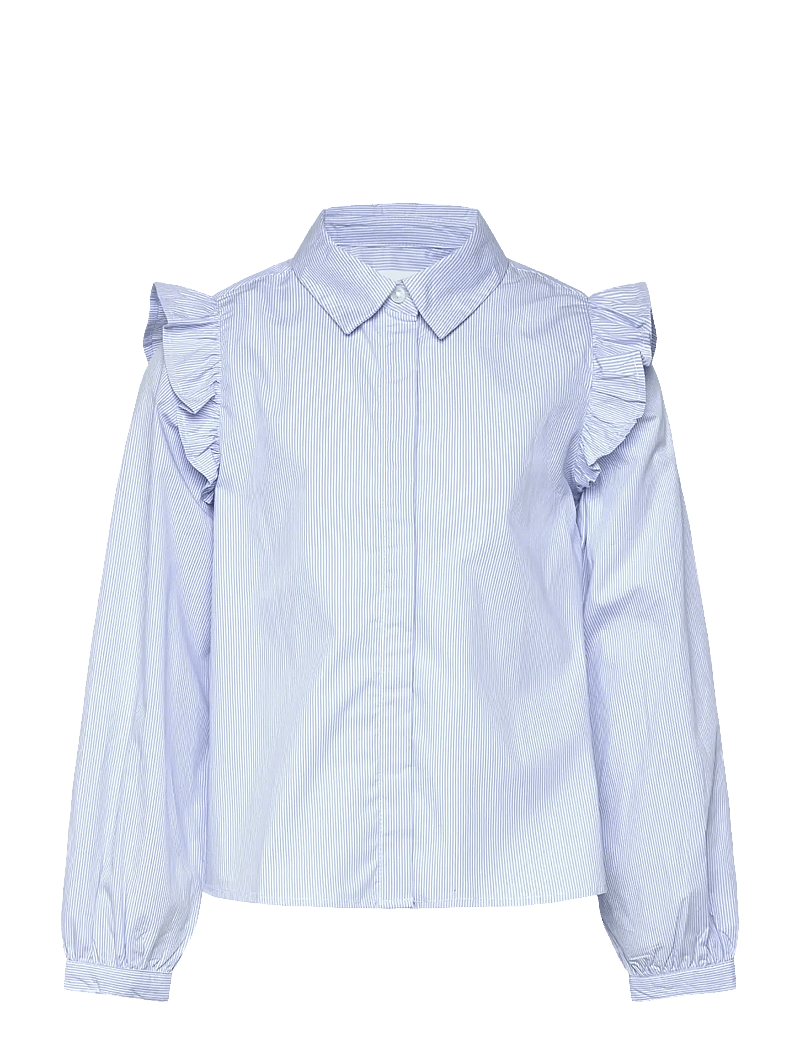 Mango - Shirt with ruffle detail - langærmede skjorter - medium blue - 1