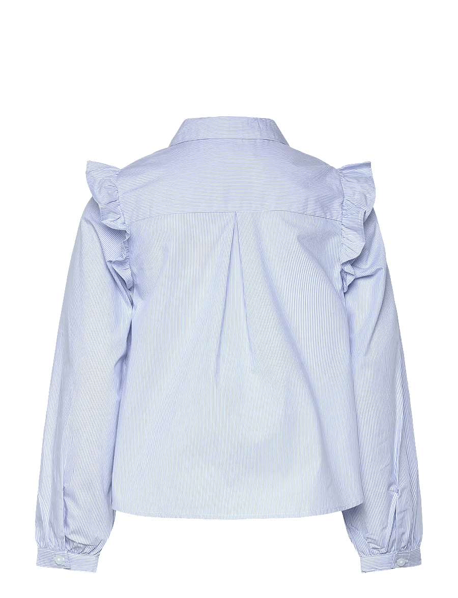 Mango - Shirt with ruffle detail - långärmade skjortor - medium blue - 2
