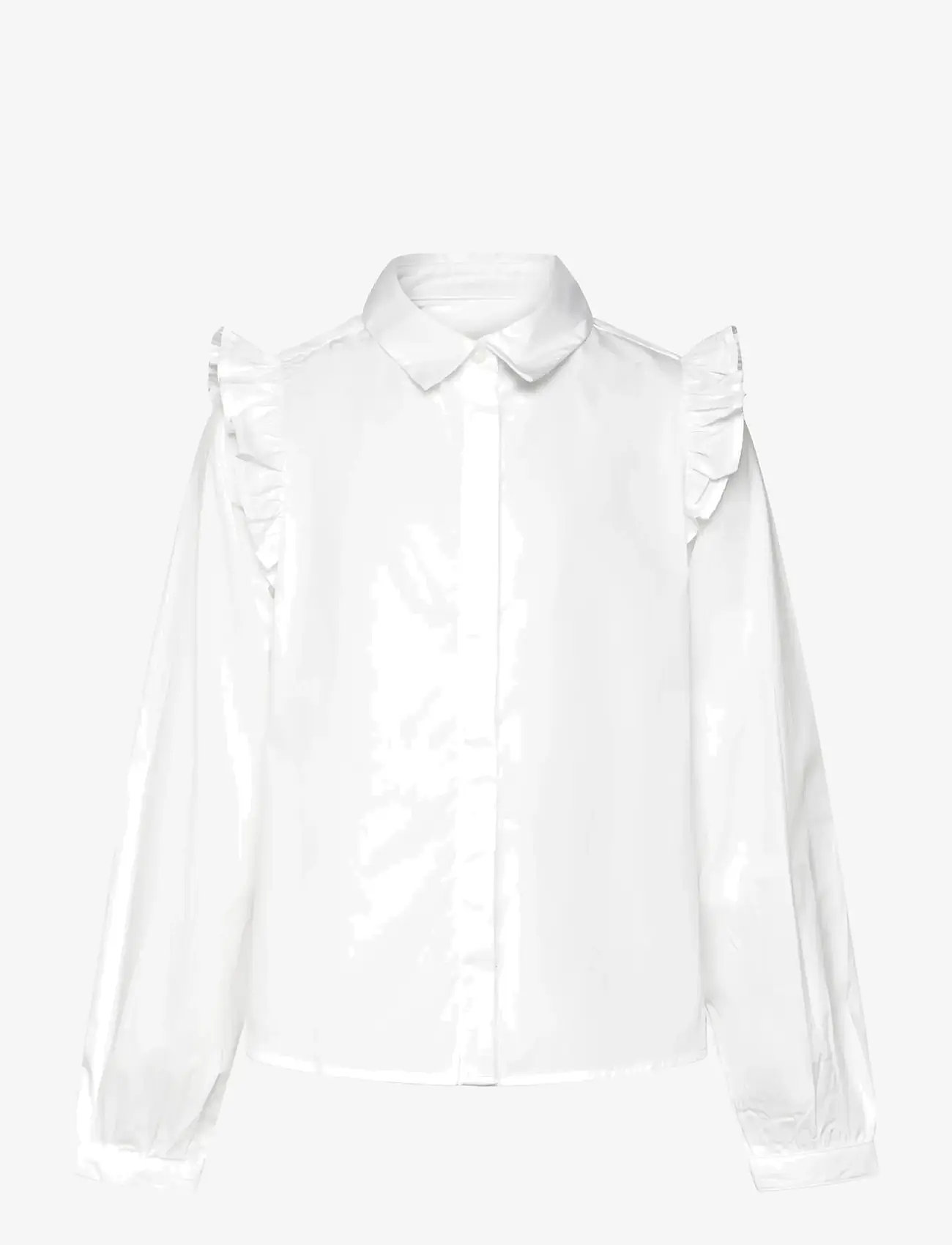 Mango - Shirt with ruffle detail - langärmlige hemden - white - 1