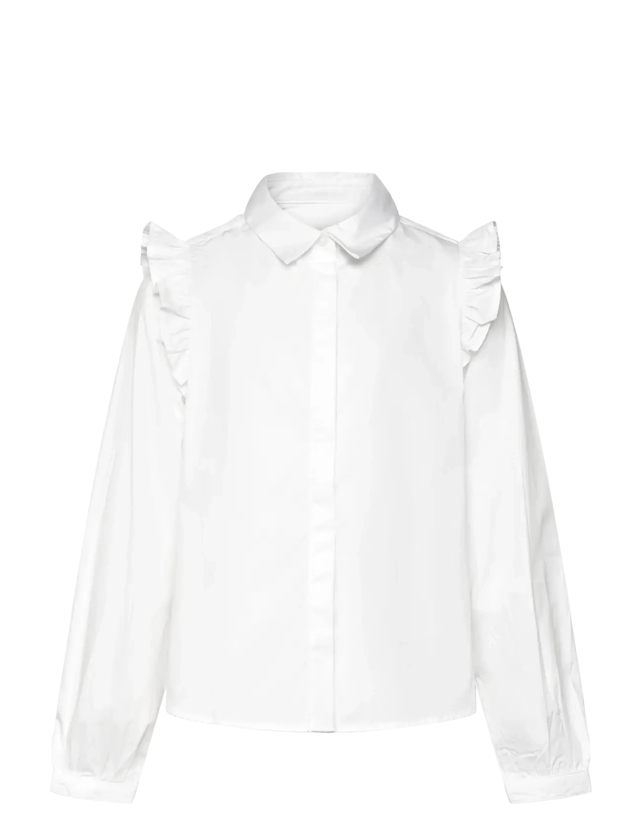 Mango Shirt with ruffle detail - Shirts - WHITE / white