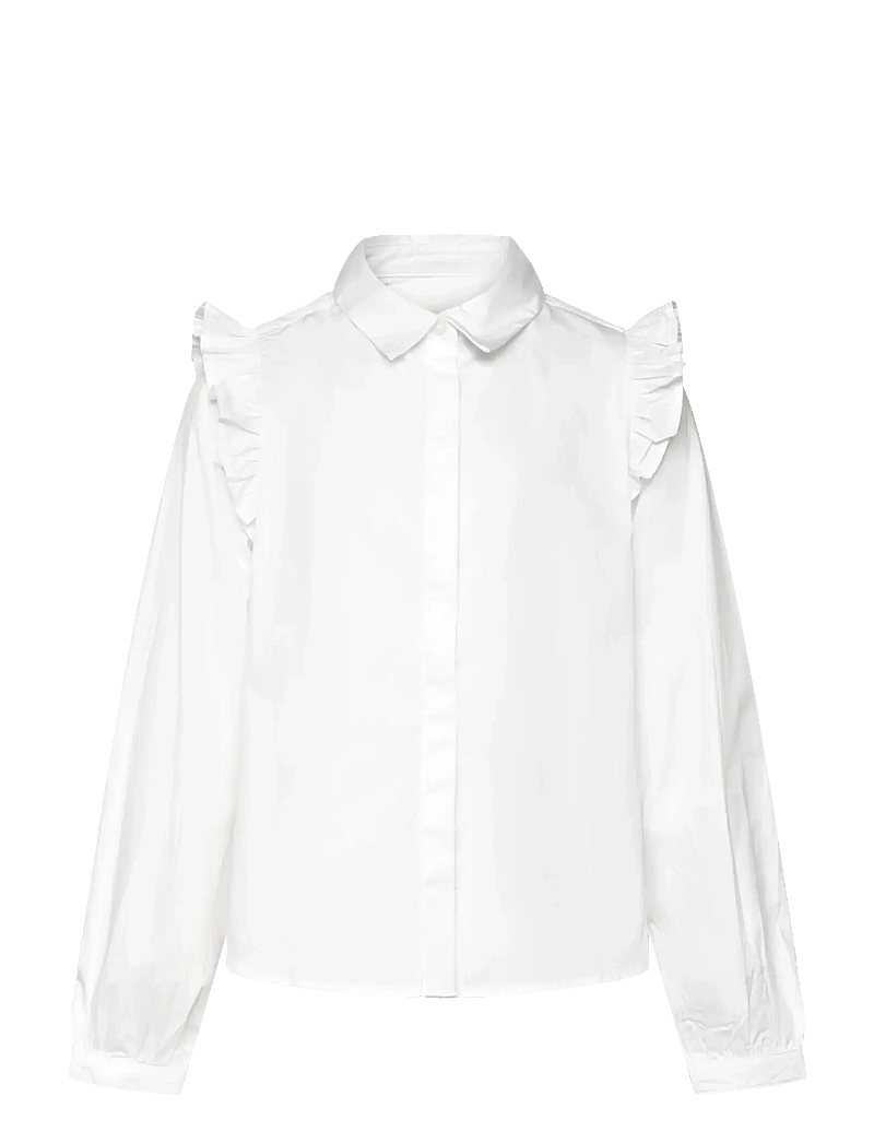 Mango - Shirt with ruffle detail - langärmlige hemden - white - 1