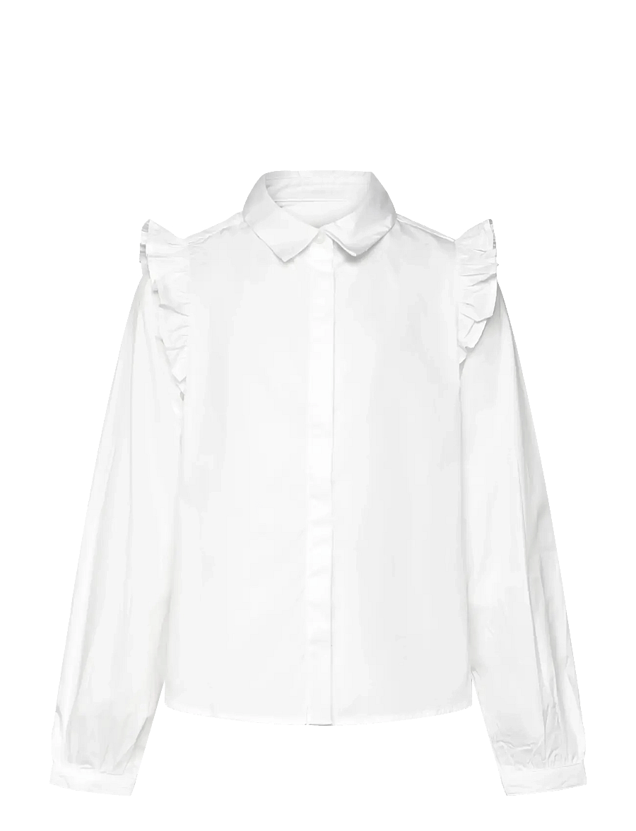 Mango - Shirt with ruffle detail - langærmede skjorter - white - 1