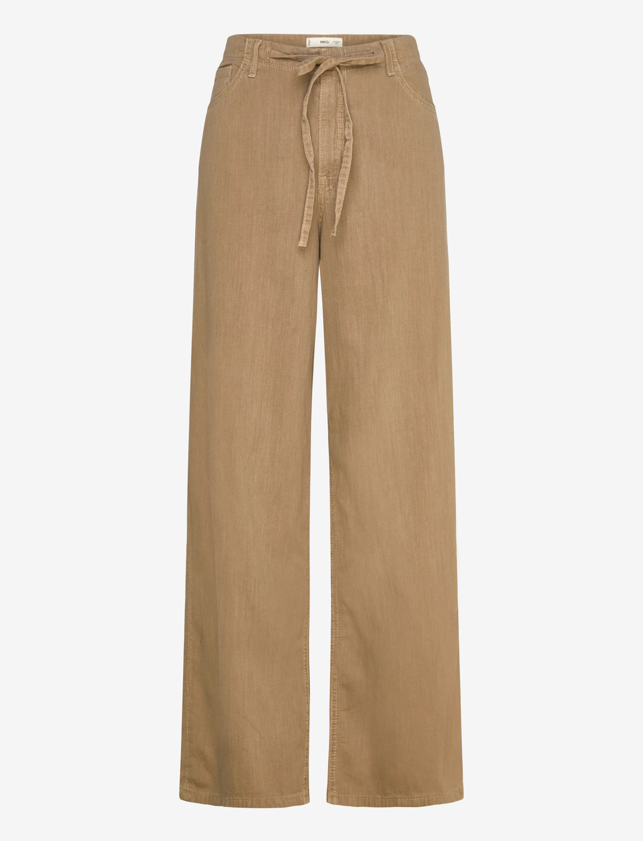Mango - Wide-leg denim trousers with belt - laveste priser - lt pastel brown - 0