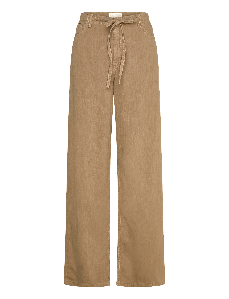 Mango - Wide leg denim trousers with belt - brede jeans - lt pastel brown - 1
