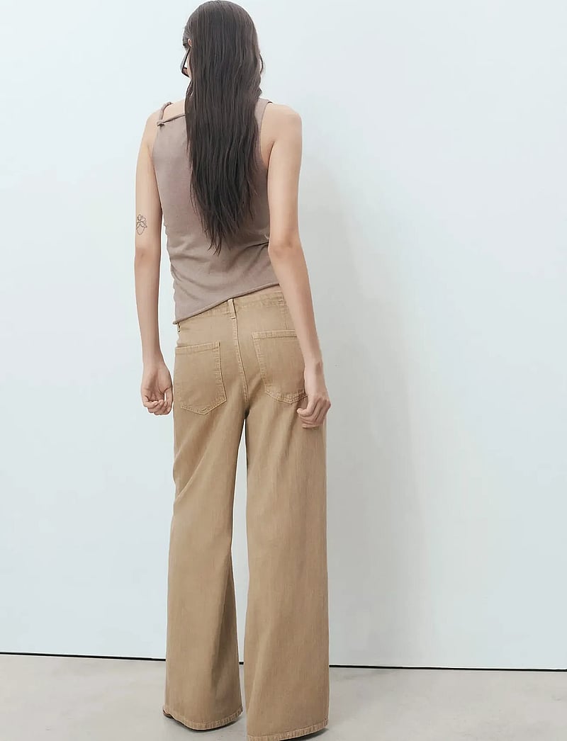 Mango - Wide leg denim trousers with belt - brede jeans - lt pastel brown - 3
